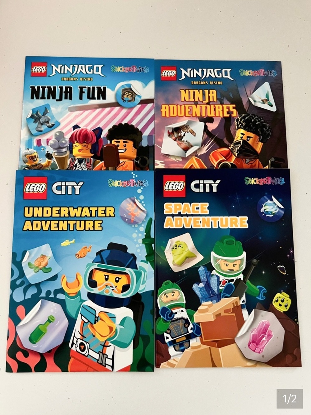 New LEGO Kids Sticker Activity 4 Books - Assorted Lego City and Ninjago